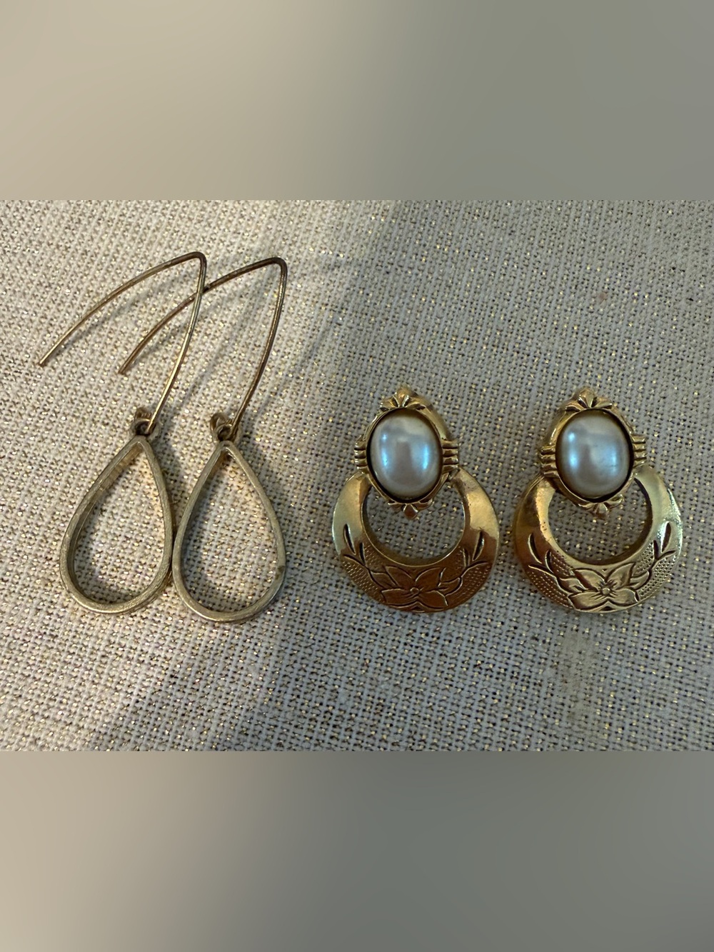 1928 Gold-Tone Pearl Accent Drop Earrings - Women Jewelry